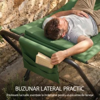 Outsunny Hamac de Grădină cu Suport, Buzunar Lateral și Tetieră, din Metal și Poliester, 237x90x92 cm, Verde Închis(m-5)