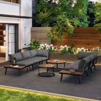 Modular Garden Sofa Set with Washable Zip-Off Cushion Covers, Versatile Garden Lounge Set for Patio, 160L × 64W × 75H cm, Gray(m-8)