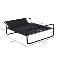 PawHut Lettino per Cani Rialzato con Poggiatesta Interno ed Esterno, 106x81x33 cm, Nero(m-3)