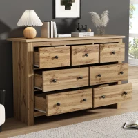 Modern Vintage Storage Cabinet with 7 Drawers, Versatile Sideboard for Living Room, Bedroom & Hallway, 152L x 40W x 88.5H cm, Wood(m-1)