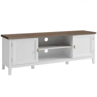 HOMCOM TV Stand for TVs up to 42 Inch, Farmhouse Entertainment Center with 2 Open Shelves, 2 Cabinets and Thick Top(m-1)