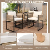 5-Piece Garden Dining Set with Hand-Woven Rope Chairs, Modern Garden Furniture Set for Balcony, 110L x 110W x 74H cm, Beige+Black(m-5)