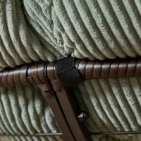 Poltrona Papasan, girevole a 360°, cuscino spesso(tessuto a coste), struttura in acciaio, 92x92x67 cm, Verde chiaro(m-12)