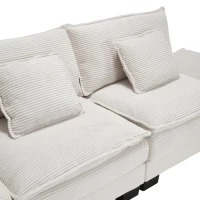 Oversized Cloud Sofa with Ergonomic High-Resilience Foam & 2 Lumbar Cushions, Modular Couch for 2 People, 224L x 81W x 81H cm, Beige(m-11)