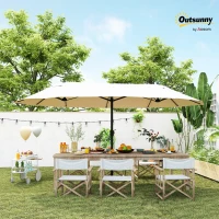 Outsunny 4.6m Double Garden Parasol - Beige(m-2)