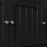 Freestanding Display Cabinet with Adjustable Shelves & Soft-Close Hinges, Tall Sideboard for Living Area, 140L x 38.5W x 175H cm, Black(m-10)