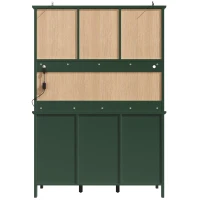 Smart Storage Cabinet with 4 Doors & 3 Drawers, Tall Sideboard with App-Controlled USB LED Lighting, 120L x 40W x 179H cm, Green(m-11)