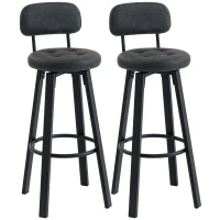 HOMCOM Conjunto de 2 Bancos de Bar Bancos Altos de Cozinha Giratórios Estofados em PU com Apoio para os Pés 35,5x43,5x98 cm Cinzento Escuro(m-10)