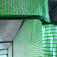 Outsunny Lean to Wall Greenhouse with 2 Tiers 4 Wired Shelves, Walk-In Plant Shelter with Mesh Windows and Doors, 200L x 100W x 215Hcm, Green(m-8)