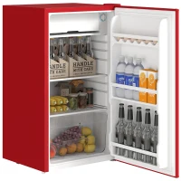 HOMCOM Nevera Pequeña con Congelador 91L Silenciosa Puerta Reversible Temperatura Regulable y Estantes Ajustables Rojo(m-11)