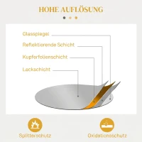 HOMCOM Espejo Decorativo de Pared Adorno de Pared Metálico Ø65 cm con Ganchos para Salón Dormitorio Pasillo Dorado(m-6)