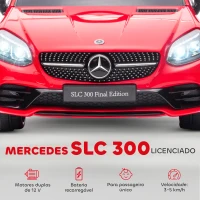 AIYAPLAY Carro Elétrico Mercedes SLC 300 12V com Controlo Remoto Faróis LED Música TF USB e Abertura da Porta 3-5km/h 107x62,5x44 cm Vermelho(m-4)