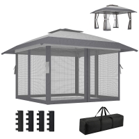 Outsunny Tonnelle de jardin 4 x 4 m pop up tonnelle pliante réglable en hauteur protection UV30+ montage facile gris