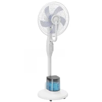 HOMCOM Ventoinha Nebulizadora 90W Oscilação de 70° 3 Velocidades 5 Pás Depósito de Água de 3,5L 5 Rodas 45x40x128 cm Branco(m-10)