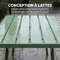 Outsunny Salon de Jardin Extérieur en Acier 4 Pièces, Canapé 2 Places, 2 Fauteuils, Table Basse, à Lattes, 112x60x75cm, Vert(m-7)