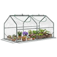 Outsunny Estufa 119x60x60cm Estufa de Jardim com 2 Janelas Enroláveis para Cultivo de Plantas Verduras Flores Transparente(m-14)