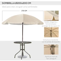 Outsunny Conjunto de Muebles para Jardín con 4 Sillas 1 Mesa y 1 Parasol Texteline Aluminio y Poliéster Beige(m-5)