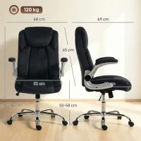 HOMCOM Cadeira de Escritório Apoios de Braços Rebatíveis Altura Ajustável Função Basculante e Estofada em Veludo 68x69x118 cm Preto(m-3)
