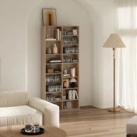 HOMCOM 9-poziomowy regał na DVD z 18 przegródkami i 14 regulowanymi półkami, miejsce na 640 płyt CD, 360 płyt DVD lub 430 płyt Blu-ray, naturalne drewno(m-8)