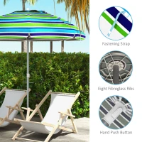 Outsunny Parasol Plażowy Ø178 cm UV40+ Wiatroodporny Stabilny Regulowany z Nachyleniem Wentylacją Torbą Wielokolorowy(m-8)