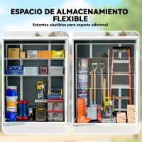 Outsunny Cobertizo de Jardín Exterior de Plástico 0,81 m² 134x68,5x170 cm con Suelo 2 Estantes Plegables Puertas con Pestillo(m-4)
