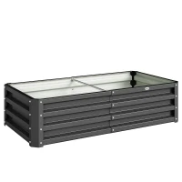 Outsunny Podwyższona grządka z pudełkiem na rośliny, odporna na warunki atmosferyczne, otwarta podłoga, ocynkowana stal, 120 cm x 60 cm x 30,5 cm, Szary(m-1)
