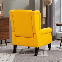 HOMCOM Poltrona de Sala com Apoios de Braço e Pernas de Madeira Capacidade de 160 kg para Quarto Escritório 74x86x102 cm Amarelo(m-5)