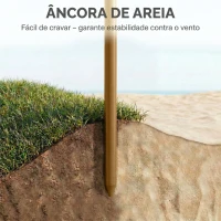 Outsunny Chapéu de Sol de Praia com Franjas de Palha Ø178 cm com Inclinação Altura Ajustável UV50+ Bolsa de Transporte Castanho Claro(m-8)