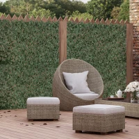 Outsunny Lot de 4 Haies Artificielles de Lierre Extensible, Feuilles Murale Brise-vue en Polyester Osier, 200 x 100 cm, Vert(m-10)