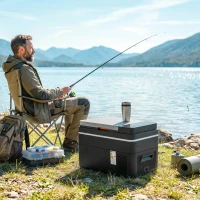 Outsunny Glacière Électrique Voiture 30L, Contrôle via Application, Modes MAX & ECO, 12V/240V, -20 à 20 °C, 62,3x37,8x37cm, Noir(m-10)