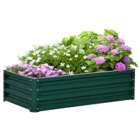 Outsunny Raised Beds for Garden, Galvanized Outdoor Planters, for Herbs and Vegetables, Use for Patio, Backyard, Balcony, Green(m-11)