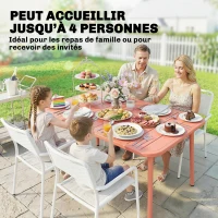 Outsunny Table de Salle à Manger Extérieure 120x70cm pour 4 Personnes, Table de Jardin Rectangulaire avec Plateau à Lattes, Rouge(m-4)