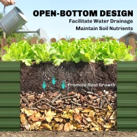 Outsunny Raised Beds for Garden, Galvanised Steel Outdoor Planters with Multi-reinforced Rods, 180 x 90 x 59 cm, Green(m-6)