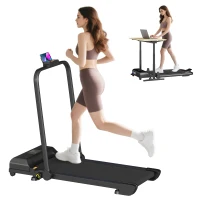HOMCOM Passadeira 2 em 1 Passadeira com Guiador Dobrável 2,5 HP Velocidade Ajustável Máximo 10 km/h Passadeira Elétrica 130x59x96 cm Preto(m-10)