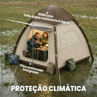 Outsunny Tenda Insuflável com Rede Mosquiteira para 3 Pessoas UPF30+ Bolsa Montagem Rápida Impermeável 220x220x200 cm Creme(m-6)