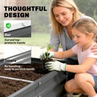 Outsunny Rectangle Raised Garden Bed Box with Weatherized Steel Frame for Vegetables, Flowers, & Herbs, 120 cm x 60 cm x 30.5 cm, Light Grey(m-7)