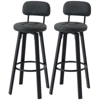 HOMCOM Conjunto de 2 Bancos de Bar Bancos Altos de Cozinha Giratórios Estofados em PU com Apoio para os Pés 35,5x43,5x98 cm Cinzento Escuro(m-11)