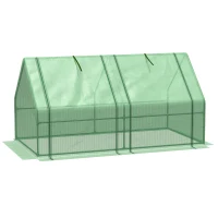 Outsunny Invernadero de Jardín Terraza 180x90x90 cm Tipo Caseta Tubo de Acero con 2 Ventanas  Enrollables Vivero Casero para Cultivo Plantas Verduras Verde(m-11)