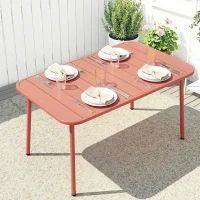 Outsunny Table de Salle à Manger Extérieure 120x70cm pour 4 Personnes, Table de Jardin Rectangulaire avec Plateau à Lattes, Rouge(m-2)
