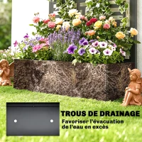 Outsunny Jardinière avec treillis, bac à fleurs en acier galvanisé avec brise-vue, trous de drainage, 90x40x180cm, noir(m-6)