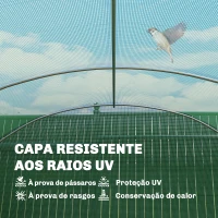 Outsunny Estufa Tipo Túnel 6x3x2 m com 3 Portas Enroláveis 6 Janelas com Rede e Estrutura de Aço Galvanizado Verde(m-6)