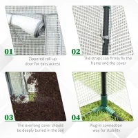 Outsunny 100 x 50 x 150cm Tomato Greenhouse, Mini Greenhouse with Roll-up Door and PE Cover, Outdoor Grow House, Small Green House for Yard, Balcony, Garden, White(m-4)