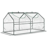 Outsunny Estufa 119x60x60cm Estufa de Jardim com 2 Janelas Enroláveis para Cultivo de Plantas Verduras Flores Transparente(m-1)