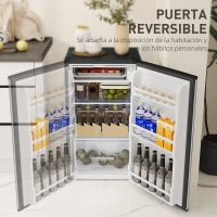 HOMCOM Mini Nevera Silenciosa 91 L Clase E con Temperatura Regulable 5 Niveles Puerta Reversible Estantes Ajustables Negro(m-7)