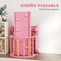 AIYAPLAY 7 en 1 Triángulo de Escalada Montessori de Madera Plegable con Arco y Rampa para Niños de 18-48 Meses 188x70 cm Rosa(m-7)