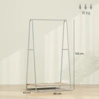 HOMCOM Charriot com Prateleira para Sapatos Barras Superior e Laterais Estrutura de Metal 80x44x140 cm Madeira e Cinza(m-3)