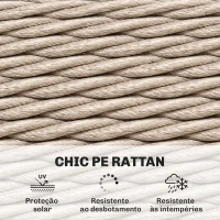 Outsunny Mesa de Jardim Exterior em Ratã Mesinha Auxiliar de Jardim com Prateleira Tampo em Vidro Temperado 65x65x50 cm Amarelo(m-6)