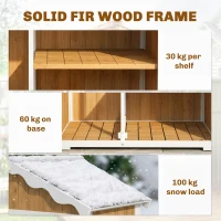 Outsunny Holz-Gartenschuppen 105x55x179 cm Gartenschrank für Werkzeuge mit 4 Regalböden verzinktes Metalldach Natur(m-4)