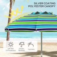 Outsunny Parasol Plażowy Ø178 cm UV40+ Wiatroodporny Stabilny Regulowany z Nachyleniem Wentylacją Torbą Wielokolorowy(m-4)