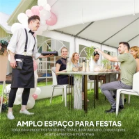 Outsunny Tenda para Festas 4x6 m com Luzes LED, Paredes Removíveis, 2 Portas e Janelas, UPF30+, Branco(m-4)